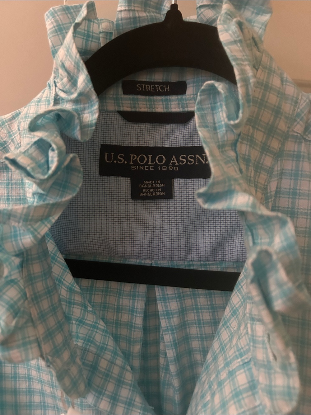 U.S. Polo Assn. Light Blue Plaid Button-Down Shirt recreated for a woman. - Picture 2 of 4